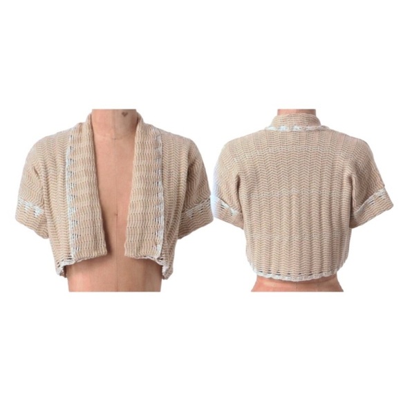 Anthropologie Bolero Small Medium Metallic Shimmer Open Front Topper Shimmering - Picture 1 of 12